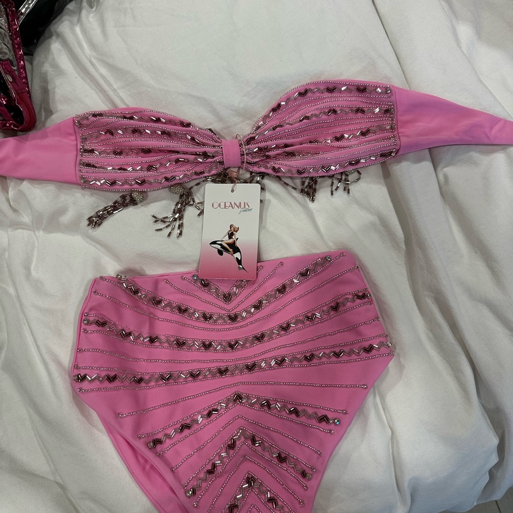 Beautiful 2 piece swimsuit Oceanus with rhinestones all over
